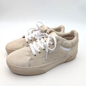 Vans Seldan Platform Sneaker Shoes Round Toe Women's Beige Suede Size US8 EU38.5